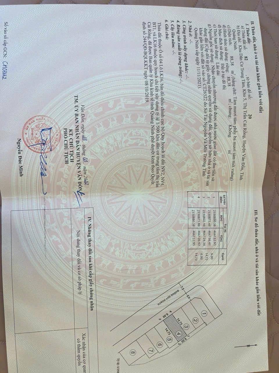 Duy nhất còn 1 ô đất 2 mặt tiền trung tâm khu kinh tế Vân Đồn